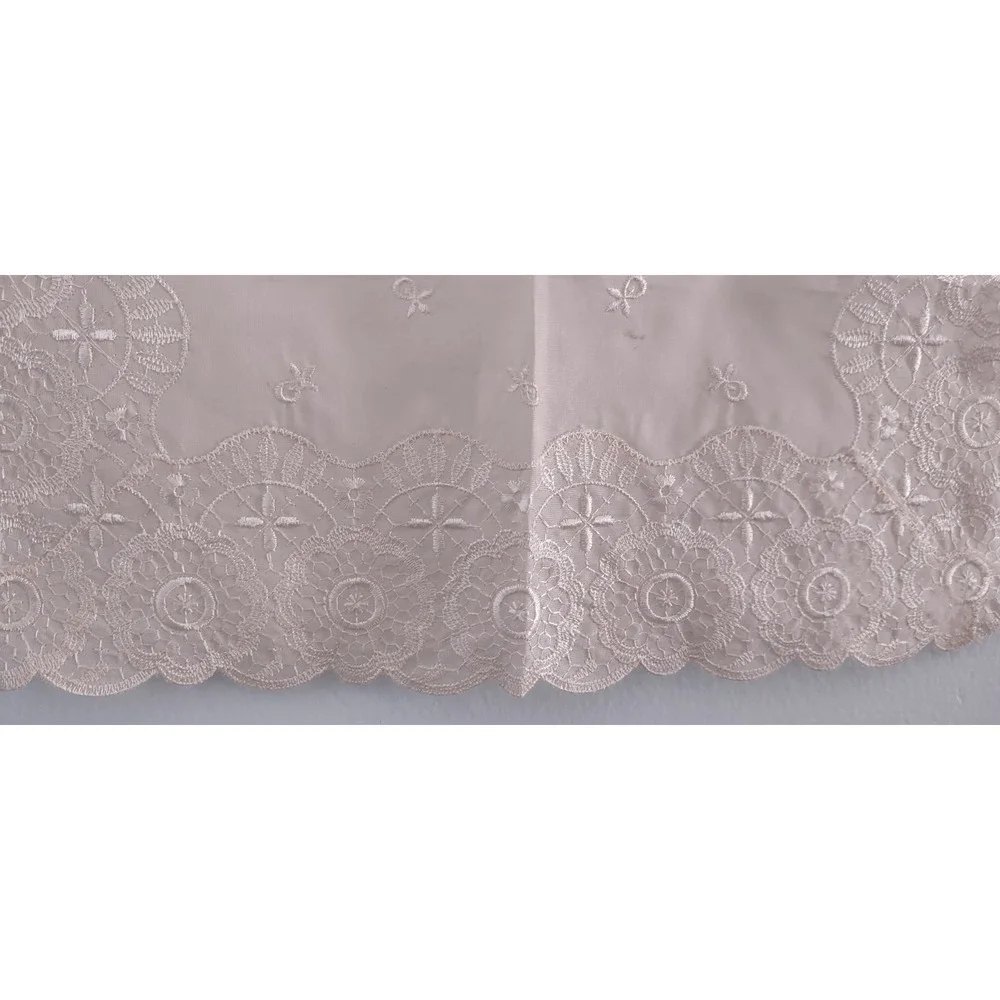 Vintage Embroidered Lace Doily With Scalloped Eyelets 14 & 12 X 10 & 1/2 Cream